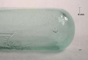 Close-up view of a round bottom soda base dating from the late 19th century; click to enlarge.